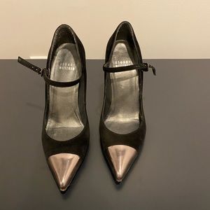 Stuart Weitzman suede cap toe pumps